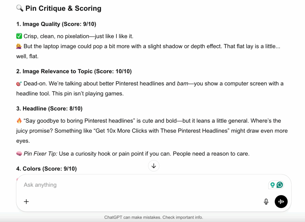 pinterest AI tool Screenshot of Pin Fixer - AI tool in action