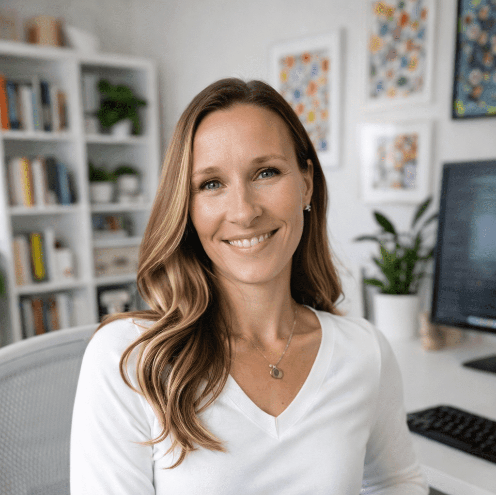 Kyla sitting at desk